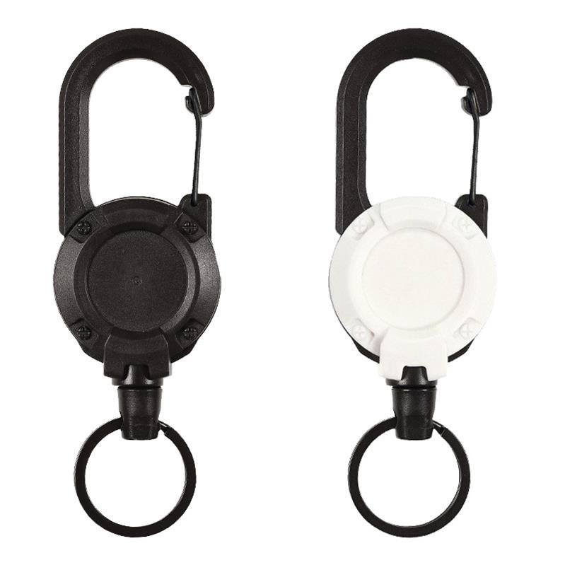 Retractable Id Badge Holders For Office Worker Custom Logo Nylon Cord Retractable Badge Reel With Carabiner And Key Ring