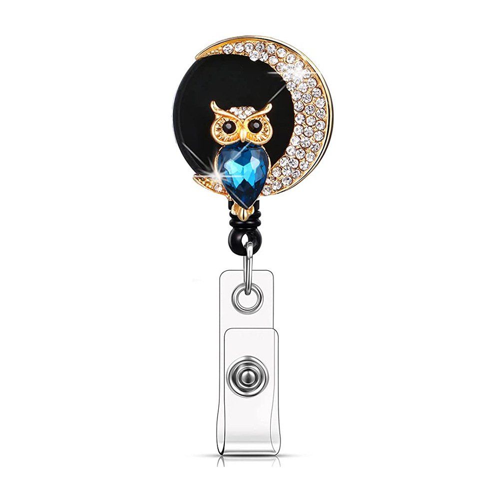 Crystal Animal Retractable Nurse Badge Holder Reels With Belt Clip Id Card Holder Name Badge Reel Acrylic Clips Student Teacher