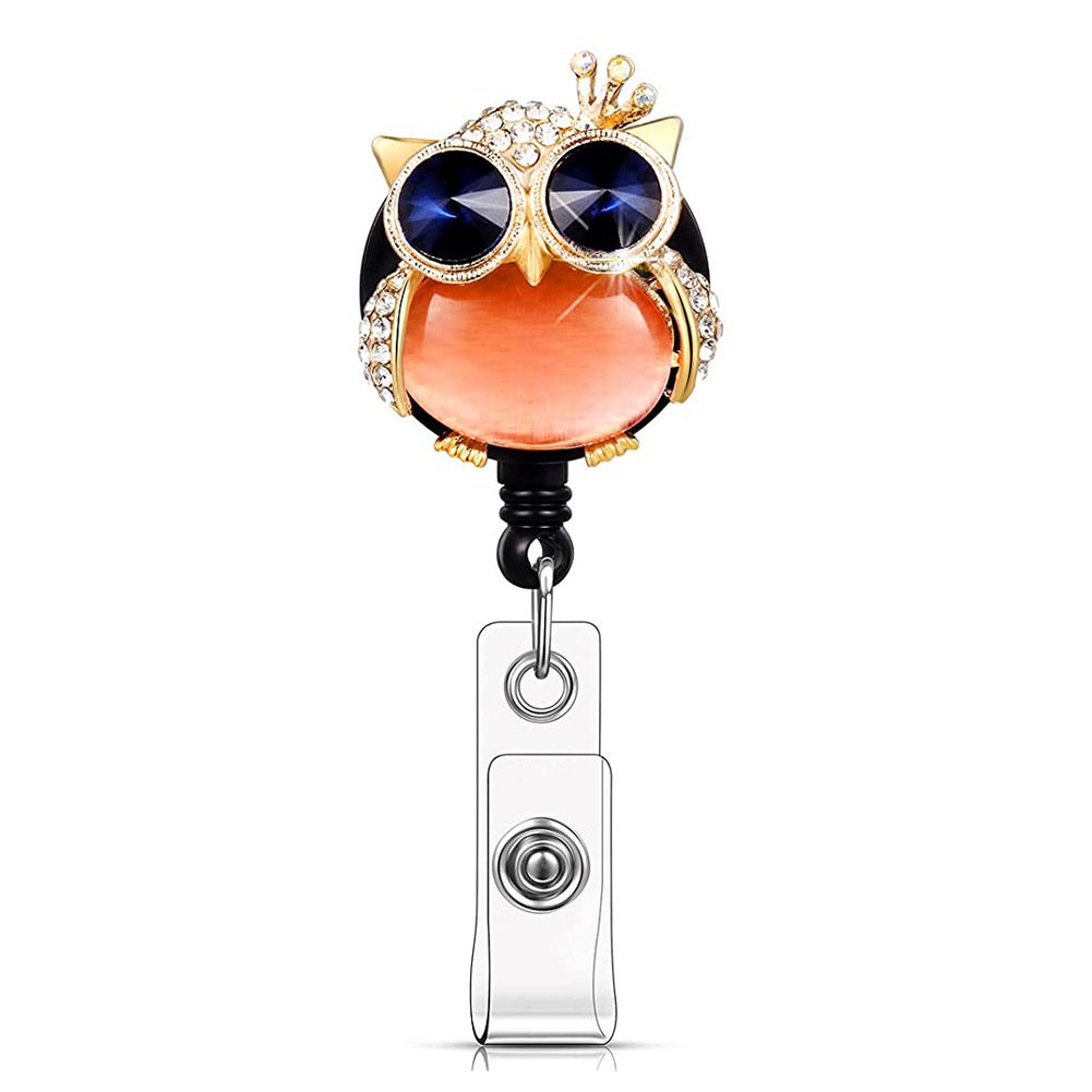 Crystal Animal Retractable Nurse Badge Holder Reels With Belt Clip Id Card Holder Name Badge Reel Acrylic Clips Student Teacher
