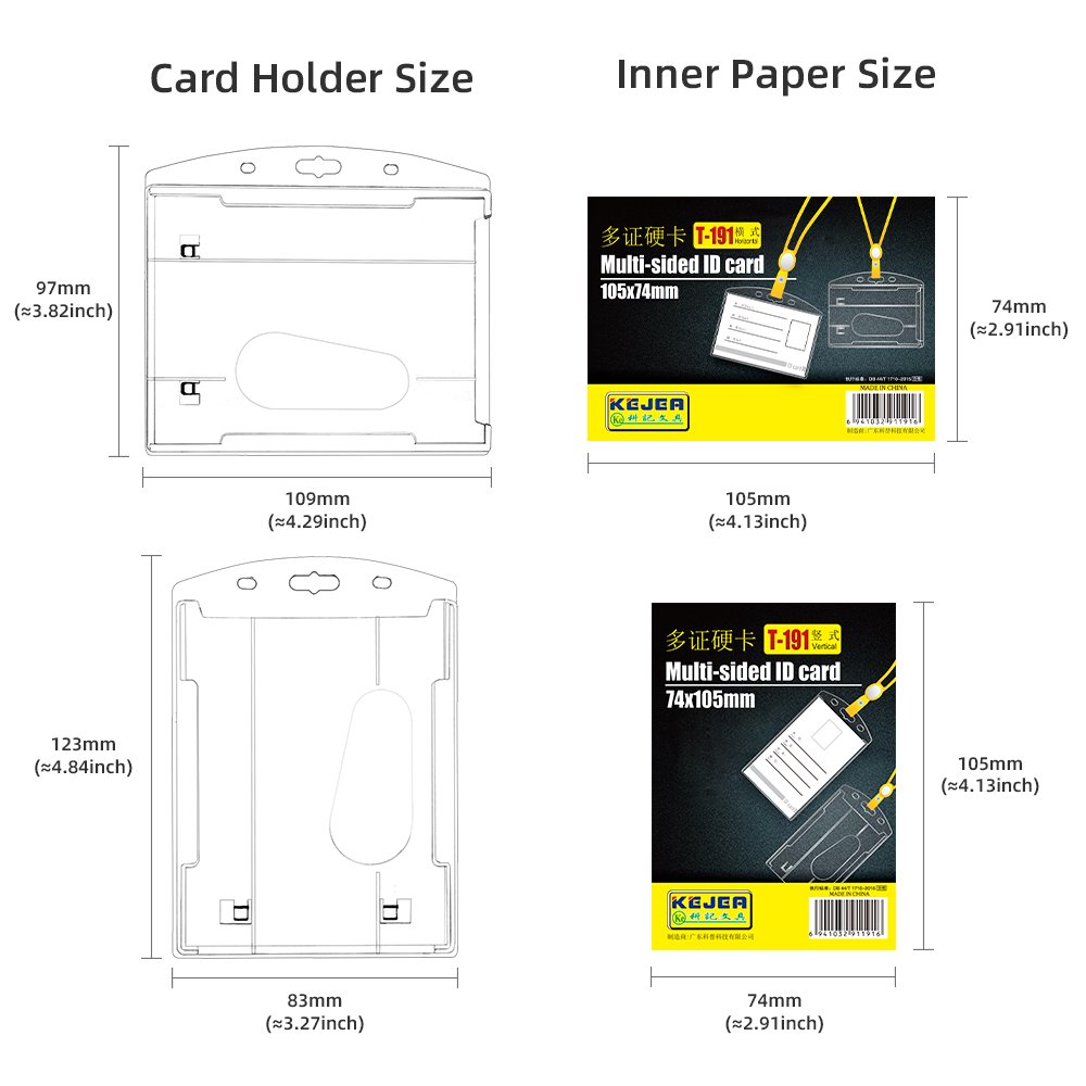 School Office Supplier Heavy Duty ID Card Holder Vertical Clear Card Protector Thumb Slot Card Case