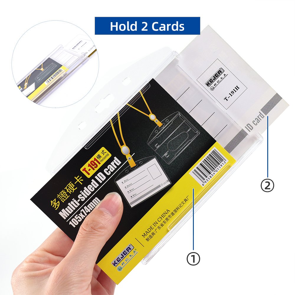 School Office Supplier Heavy Duty ID Card Holder Vertical Clear Card Protector Thumb Slot Card Case