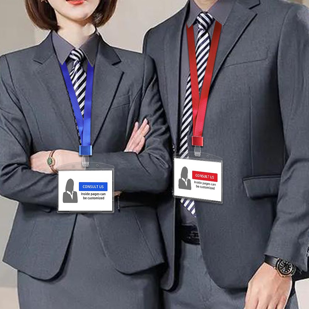 School Office Supplier Heavy Duty ID Card Holder Vertical Clear Card Protector Thumb Slot Card Case