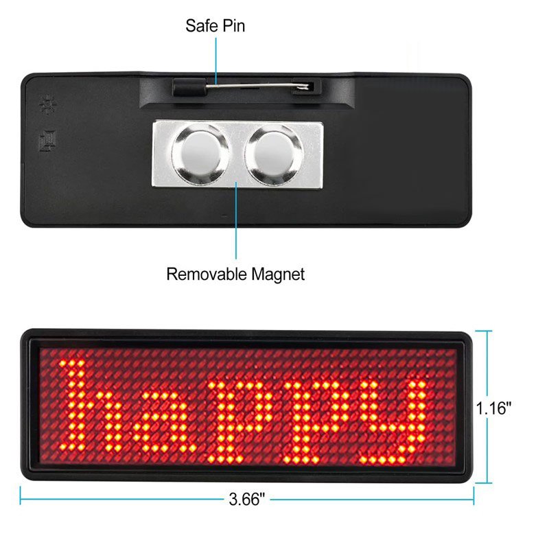 S1144 Programmable LED Name Badge Scrolling badge making machine reusable magnet name tag