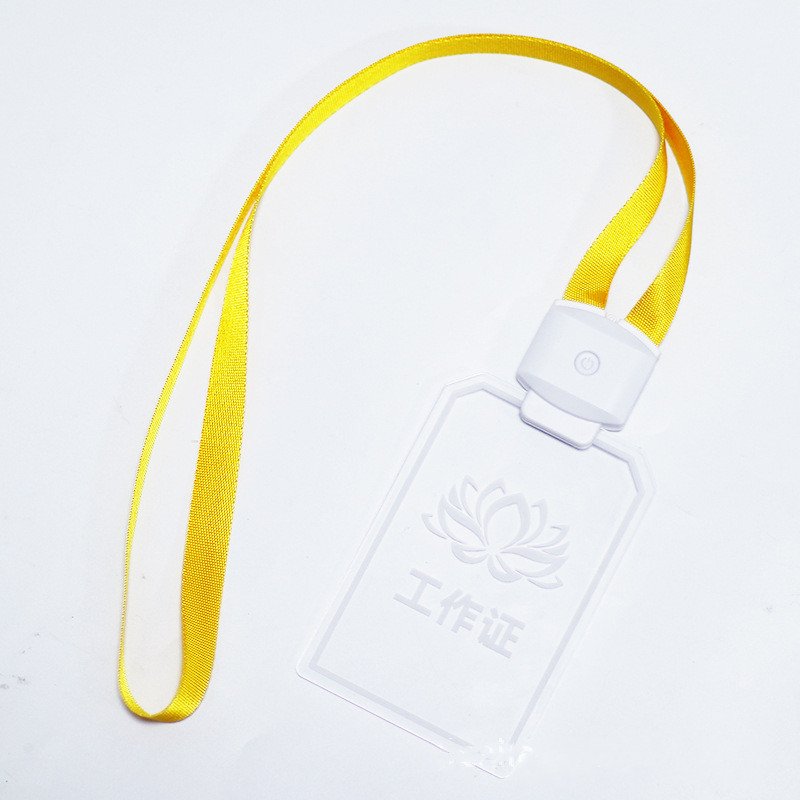 New Product Custom Logo Promotional LED Blank Acrylic Badge Holder With Lanyard