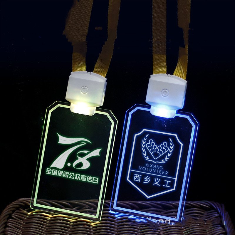 New Product Custom Logo Promotional LED Blank Acrylic Badge Holder With Lanyard