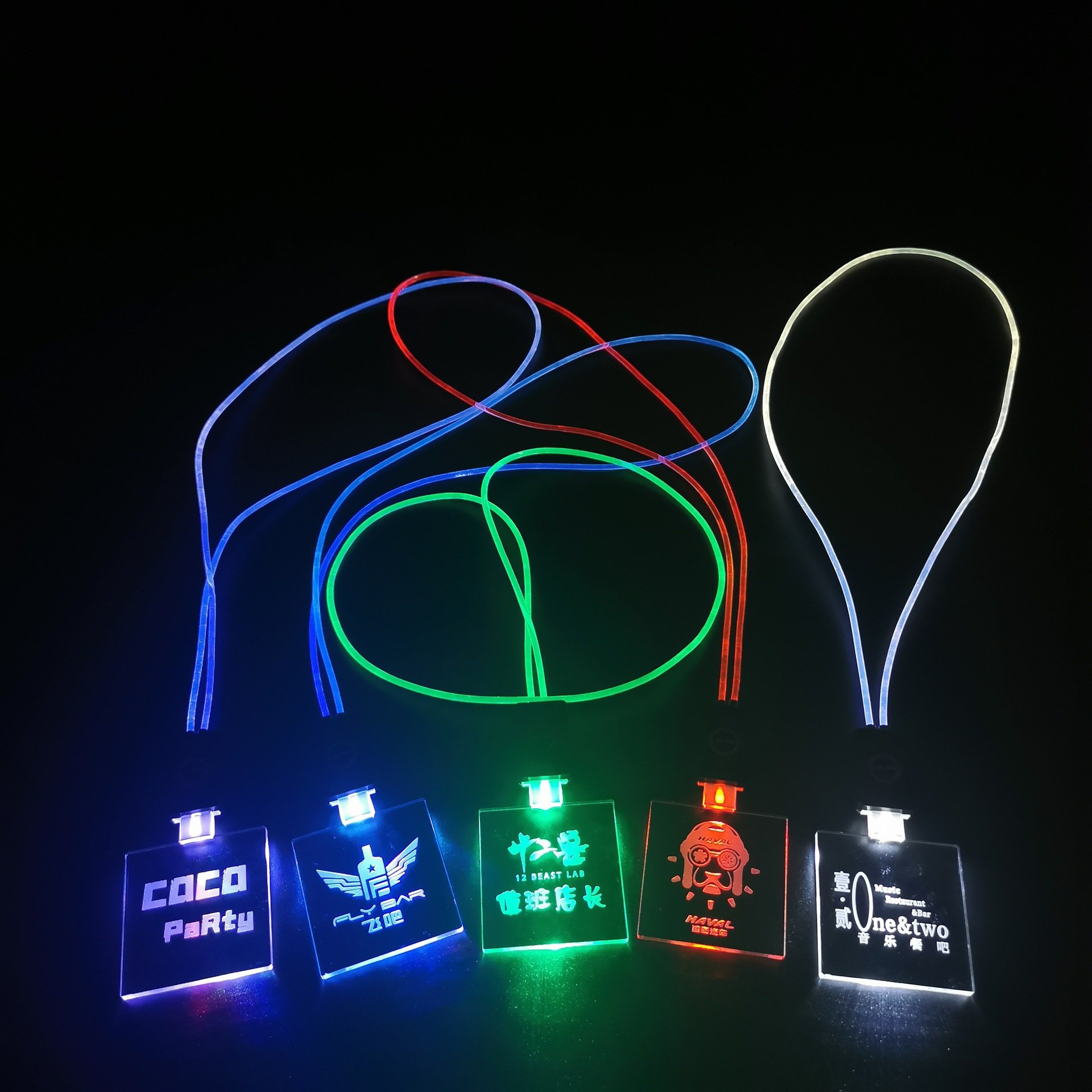 New Product Custom Logo Promotional LED Blank Acrylic Badge Holder With Lanyard