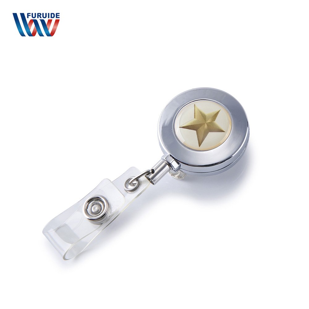 ID customized retractable plastic badge reel holder pull reel key with belt clip