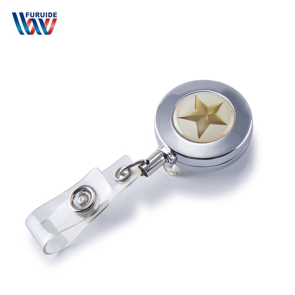 ID customized retractable plastic badge reel holder pull reel key with belt clip