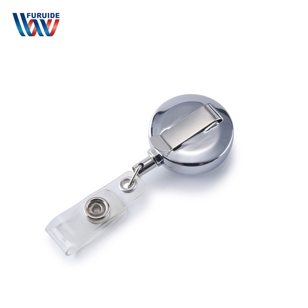 ID customized retractable plastic badge reel holder pull reel key with belt clip