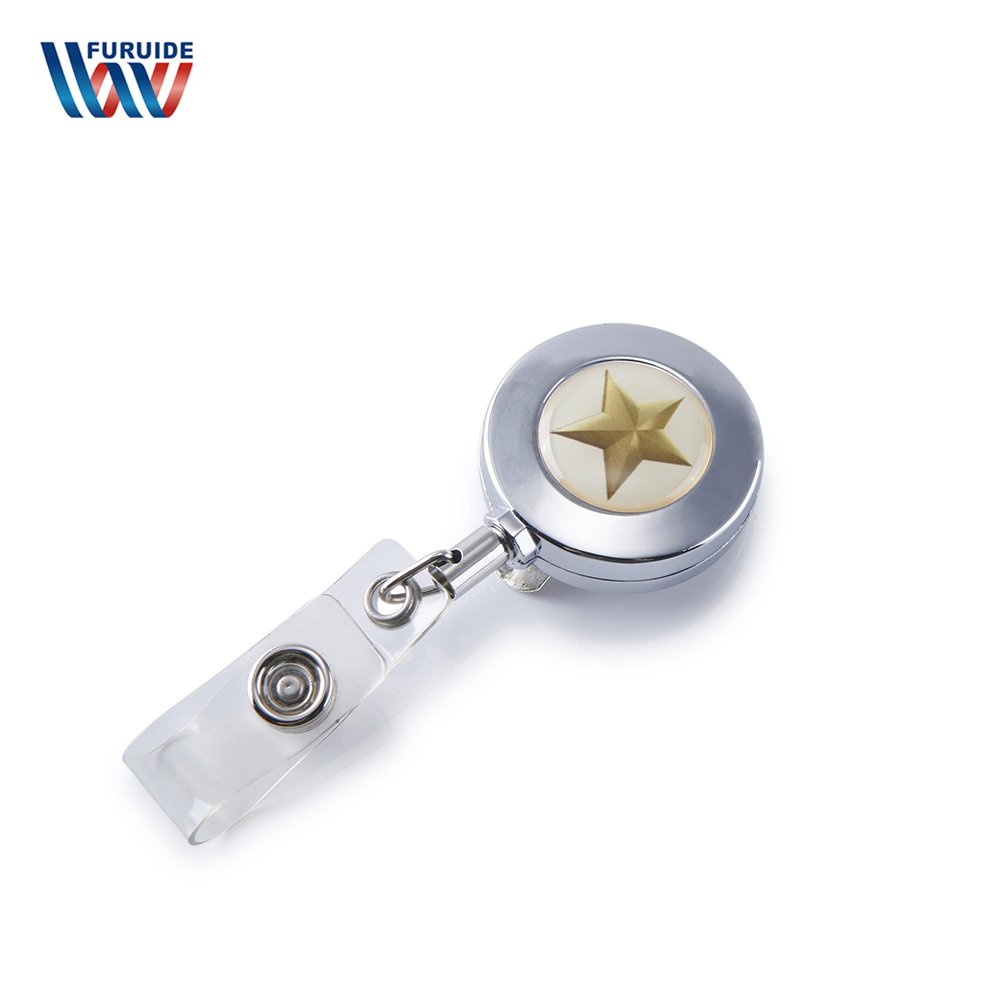 ID customized retractable plastic badge reel holder pull reel key with belt clip
