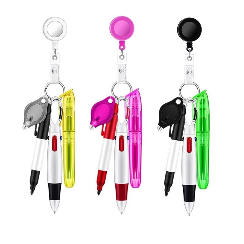 Assembled Multifunctional nurses Pen set Clip Badge Holder Retractable Custom Nurse Pen Badge Reel For Nurse Doctor Gifts