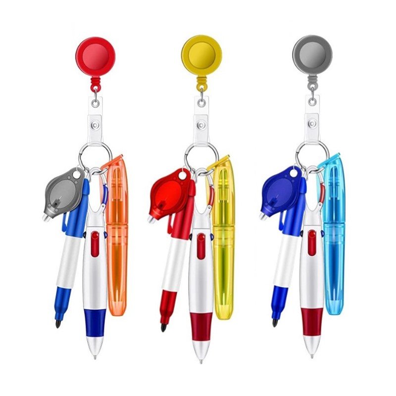 Assembled Multifunctional nurses Pen set Clip Badge Holder Retractable Custom Nurse Pen Badge Reel For Nurse Doctor Gifts