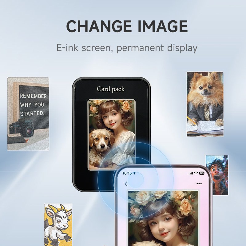 Professional Luxury Smart E ink screen Display Magnet NFC Wallet Slot ID credit card holder leather card Pack bags for iphones