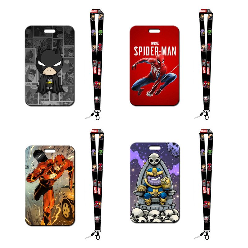 Cute Cartoon Student Super Hero Card Holder Lanyard Campus Id Card Badge Holder