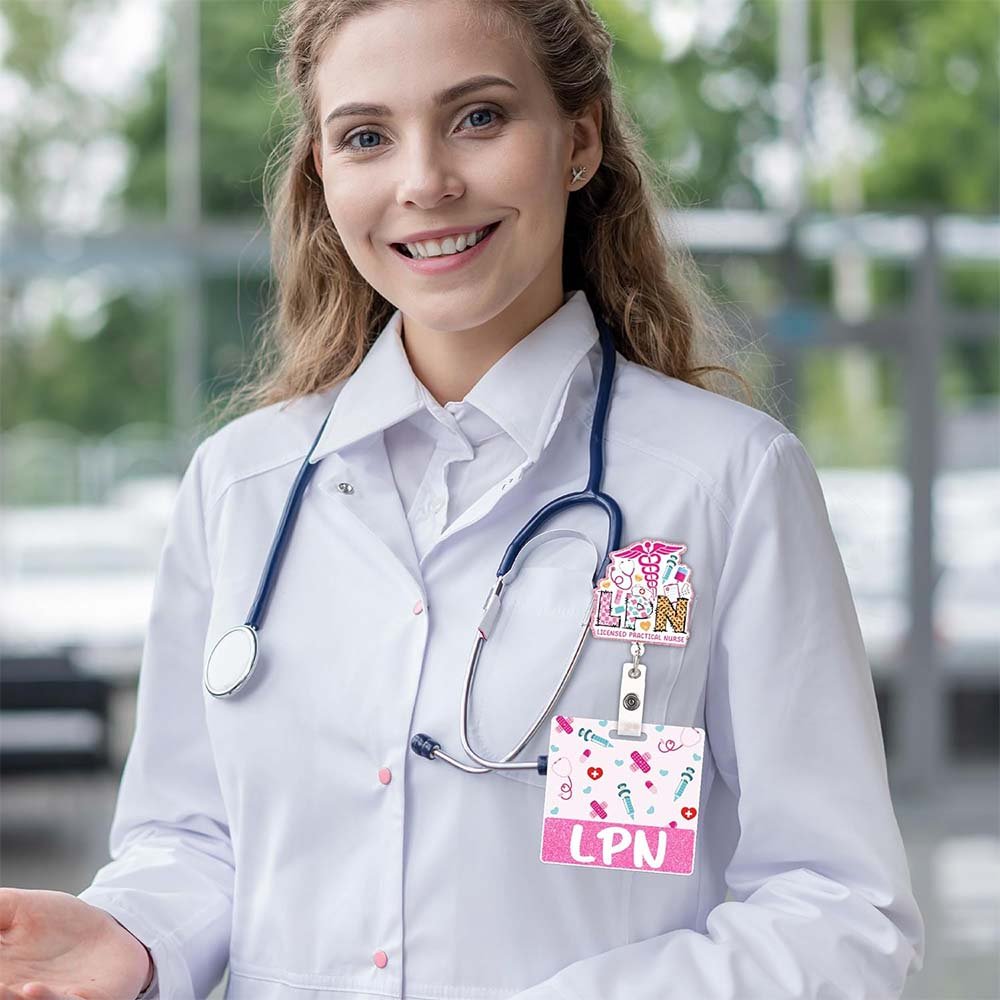 Factory Price Glitter Personalized Initial Name Id Holders for Badges Nurses Work Decorative ID Card Holders badge buddy