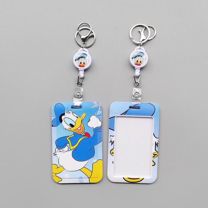 High Quality Cute Cartoon Donald Design ID Card Holder Student Name Badge Case With Lanyard Plastic Anti Lost USB Accessories