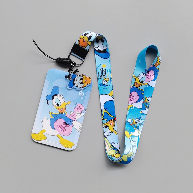 High Quality Cute Cartoon Donald Design ID Card Holder Student Name Badge Case With Lanyard Plastic Anti Lost USB Accessories