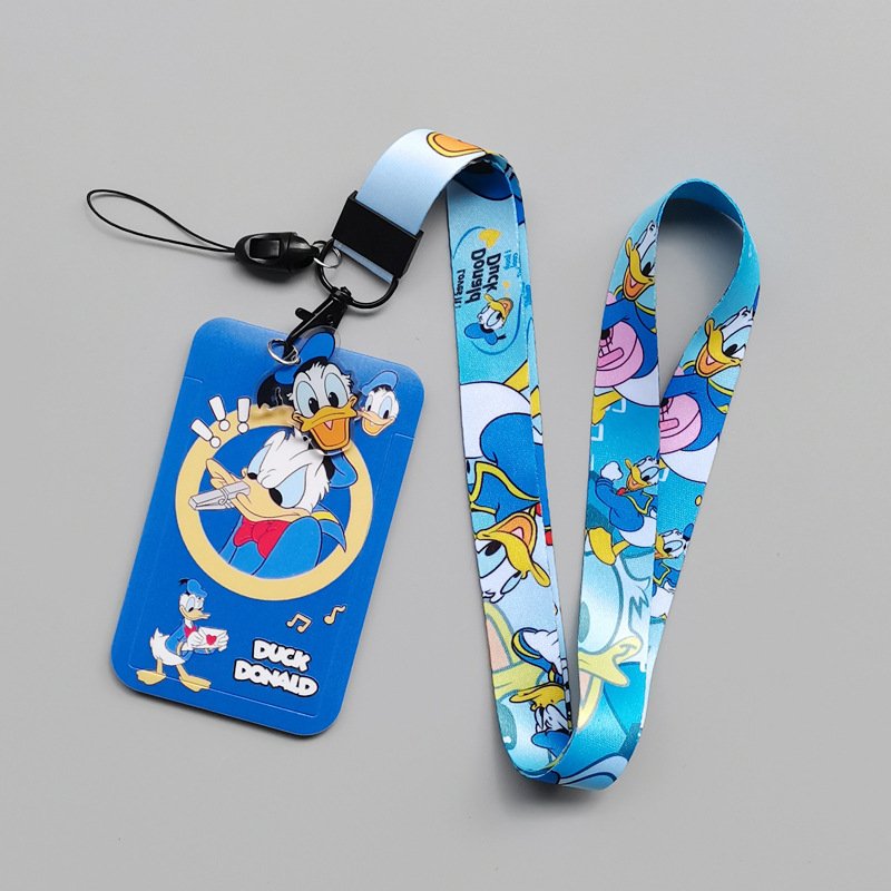 High Quality Cute Cartoon Donald Design ID Card Holder Student Name Badge Case With Lanyard Plastic Anti Lost USB Accessories