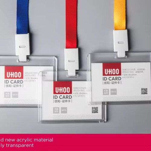 Acrylic Horizontal ID Card Holder - Double-Sided Visibility, High Transparency, Multicolor Name Tags and Business Cards