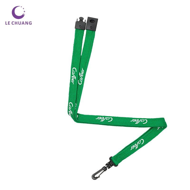 Office Tubular Lanyards With Plastic J Hook and Manual Safety Lock For ID Badge Holder