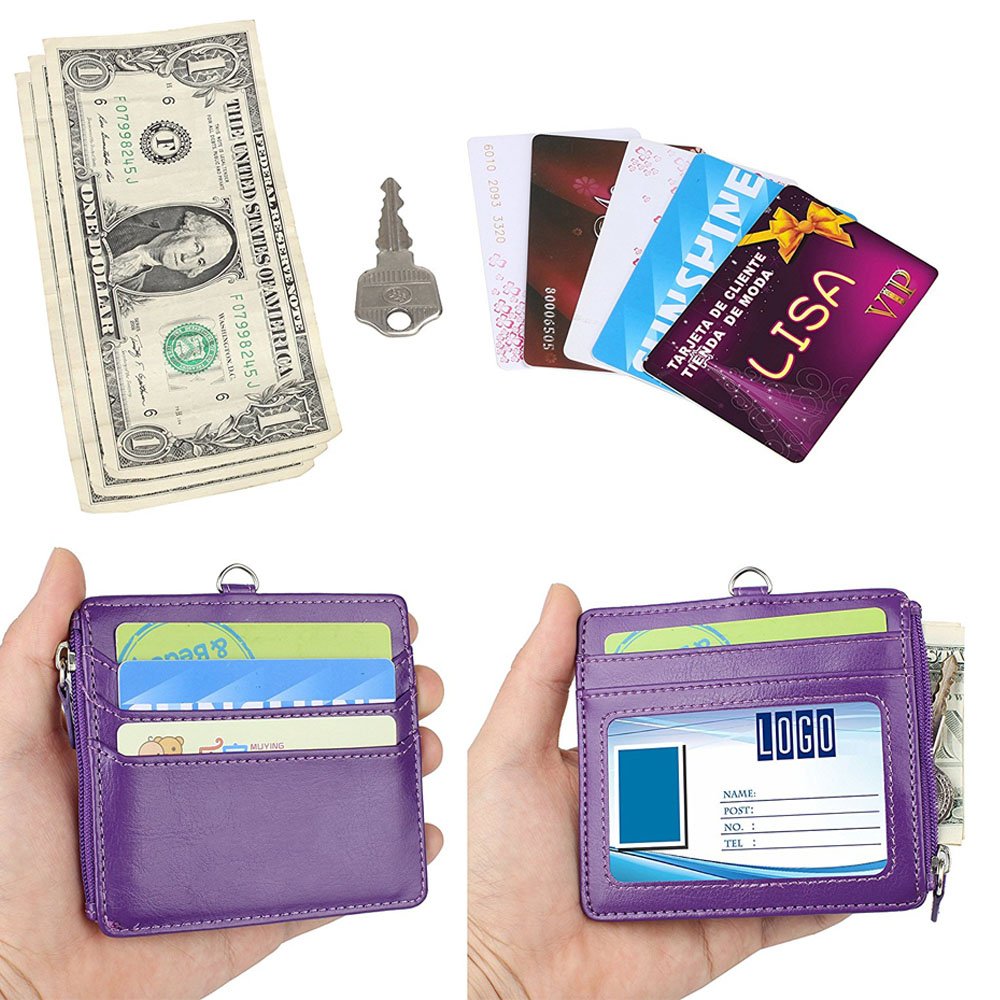 2017 Hot Sale Horizontal Style PU Leather Business Id Credit Card Badge Holder With Lanyard