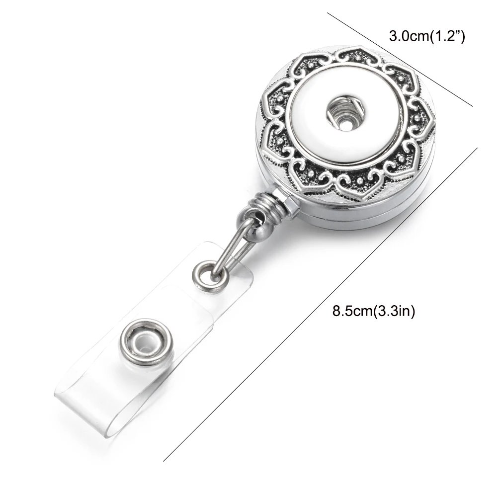 Fit 18mm Snap Button Retractable Pull Badge Reel Jewelry ID Lanyard Name Tag Card Badge Holder Reels Keyring Chain Clip Necklace