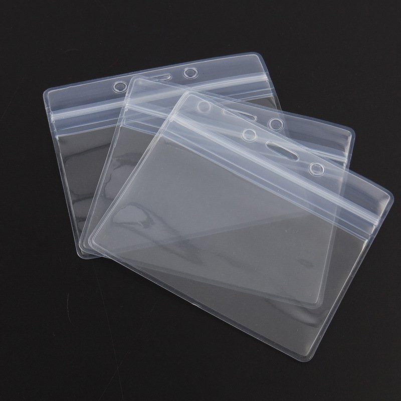 Stock Waterproof Clear Plastic Badge PVC ID card Holder For Exhibition School Office