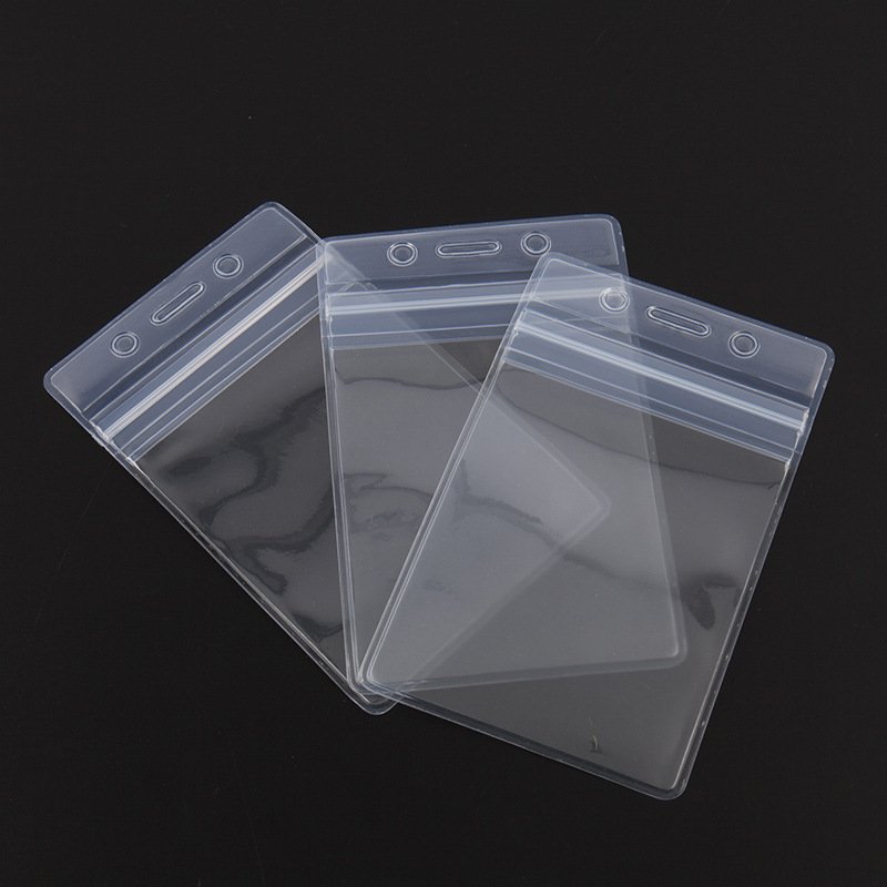 Stock Waterproof Clear Plastic Badge PVC ID card Holder For Exhibition School Office