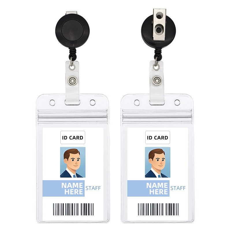 Plain Id Badge Card Lanyard With Plastic Holder Lanyard Double Hook With Id Card Badge Holder