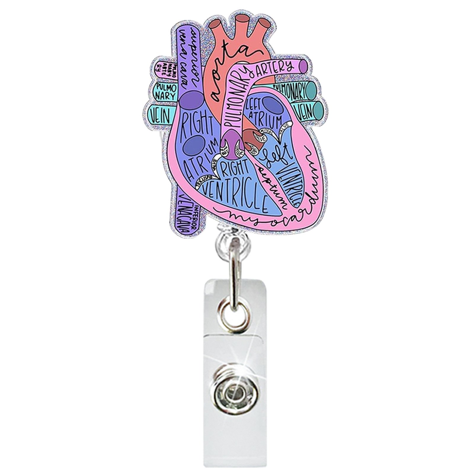 Creative human organ felt acrylic patch doctor nurse ID holder retractable clip badge holder keychain
