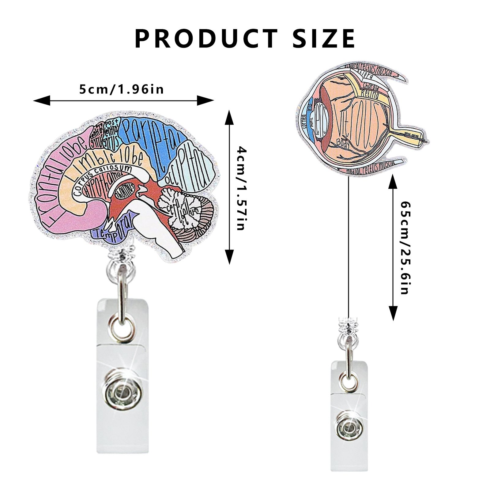 Creative human organ felt acrylic patch doctor nurse ID holder retractable clip badge holder keychain