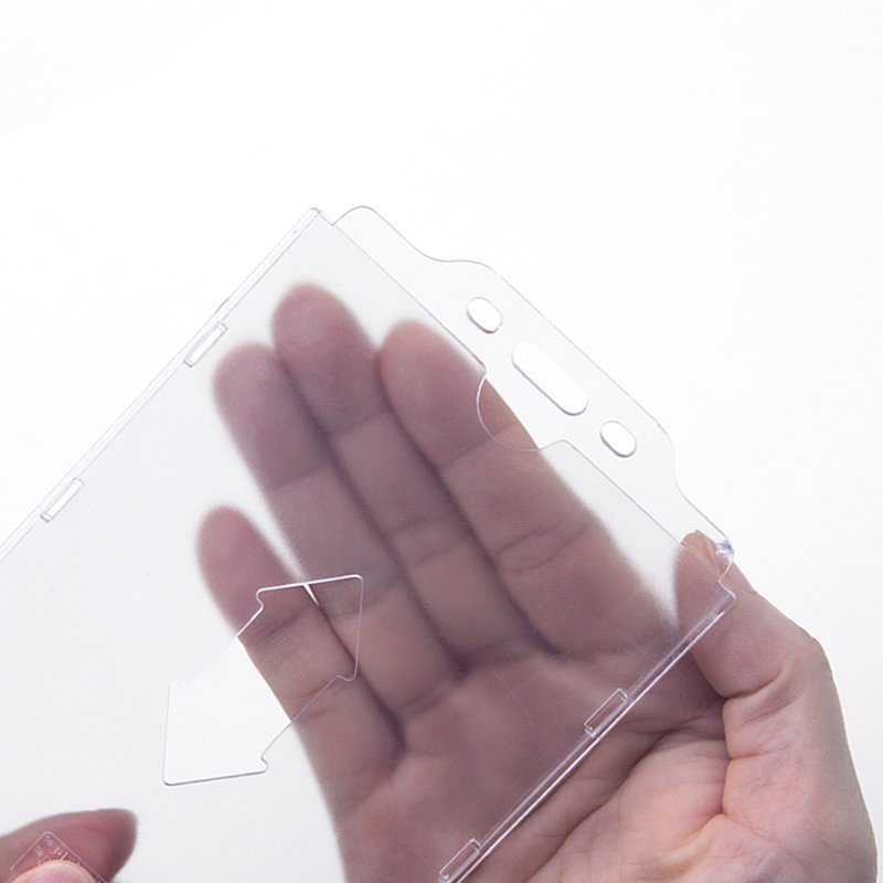 New design Anti-fold ID card holder Hard Plastic Badge Holder T-026