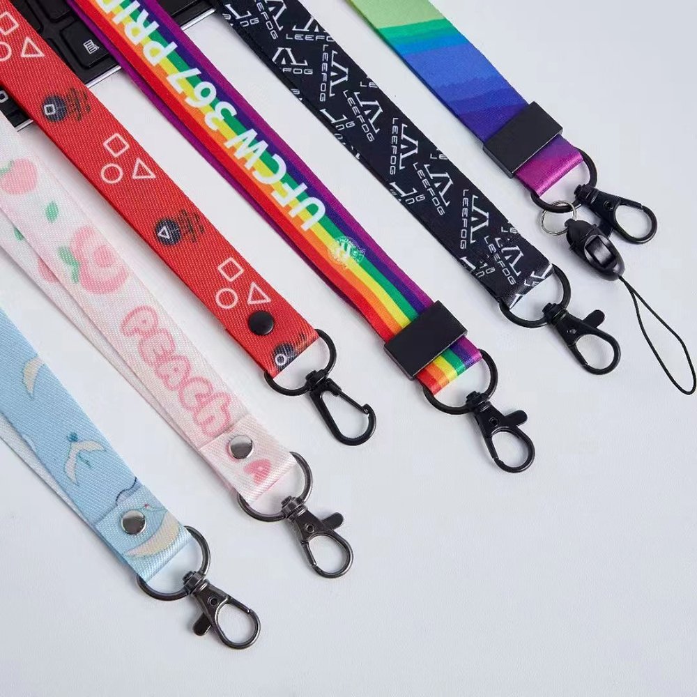100% Polyester Sublimation Printed Badge Holder Lanyard Custom Logo Printed ID Card Holder Lanyard for gift