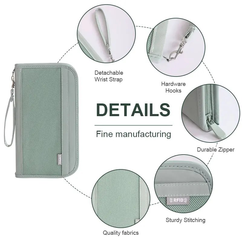 New Wholesale Gift RFID Polyester Money Tickets Card Holder Travel Organizer Passport Holder Cover Wallet Travel Passport Wallet