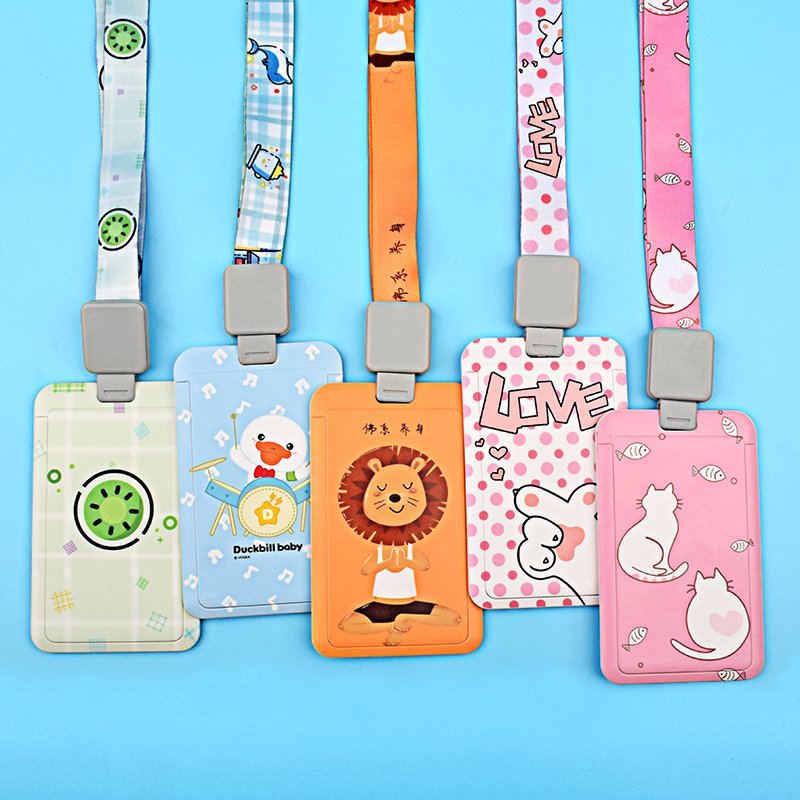 2023 new multi color logo printed custom company logo printed lanyard card holder