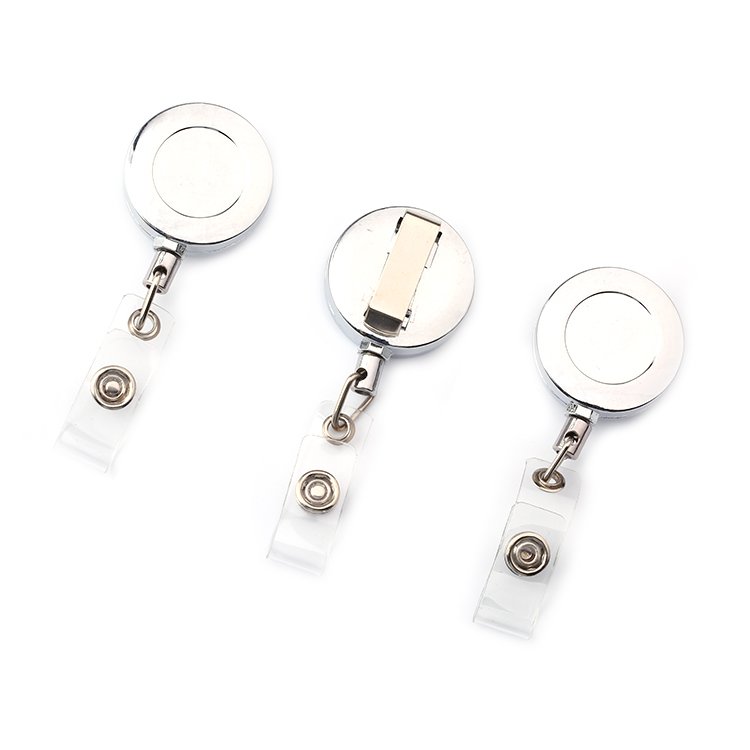 Silver Color ID Card Badge Reel Holder Clip, Retractable With Waist Buckle, Nylon Rope,hospital Nurse Office Favor, Quality