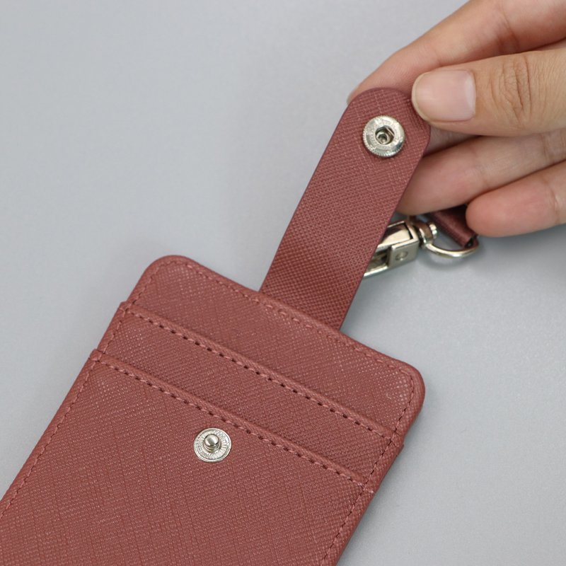 PU Leather Badge Holder with Neck Lanyard Strap ID Badge Wallet Case 4 Card Slots ID Name Badge Card Holder for Office Staffs