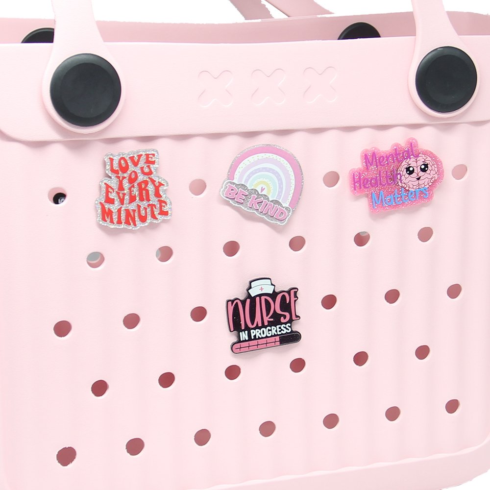 Wholesale Acrylic Nurse Beach Bag Charm With Button For Bogg Bag Accessories Nursing Gift Plastic Custom Design