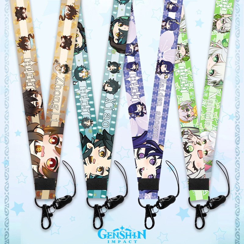 Anime polyester lanyard with id card badge holder promotional custom phone lanyard keychains neck lanyard for kids