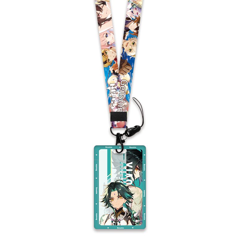 Anime polyester lanyard with id card badge holder promotional custom phone lanyard keychains neck lanyard for kids