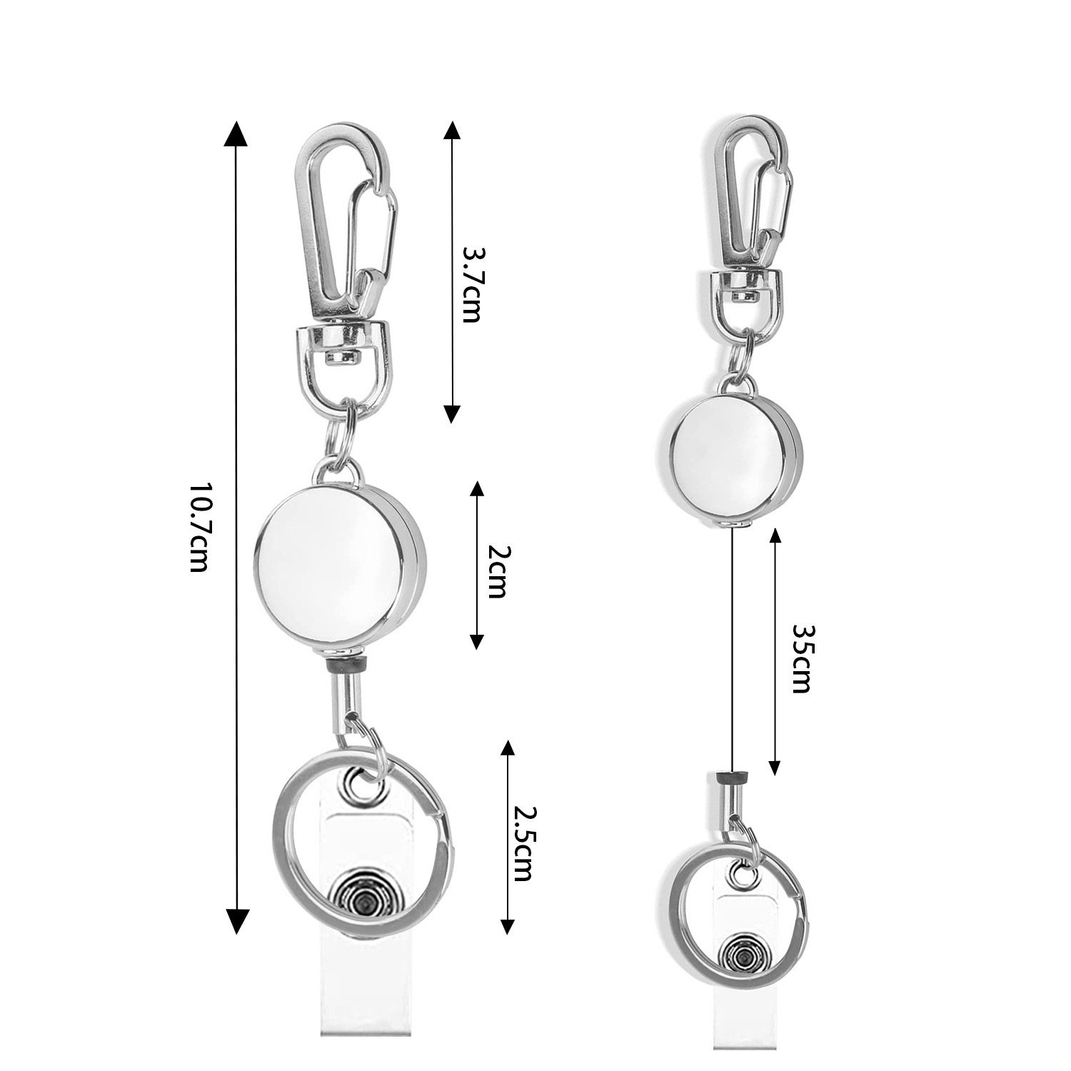 1pc 21mm Metal Rose Gold Silver Gold Telescopic Key Chain Easy To Pull Buckle Badge Reel Porta Credencial Id Badge Holder