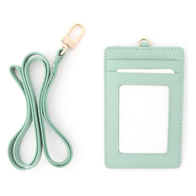 Leather Lanyard Name Card Holder Neck Strap Work Office Id Card Badge Holder With Leather Strap