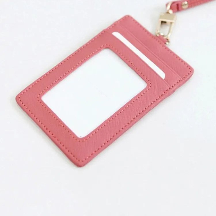 Leather Lanyard Name Card Holder Neck Strap Work Office Id Card Badge Holder With Leather Strap