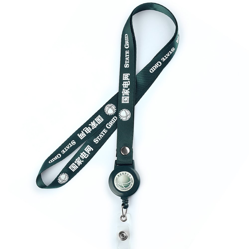Dye Sublimation Logo Stretchable Plastic Ski Pass Holder Retractable ID Badge Lanyard with Reel