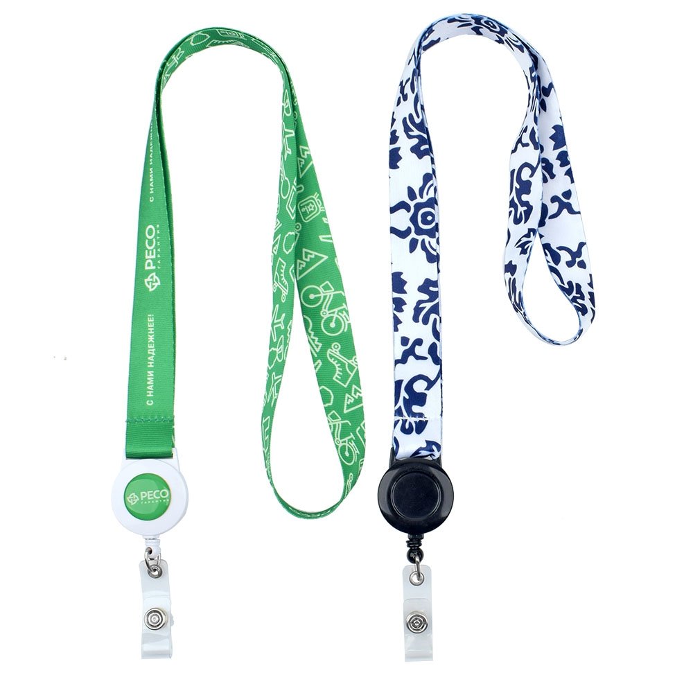 Dye Sublimation Logo Stretchable Plastic Ski Pass Holder Retractable ID Badge Lanyard with Reel