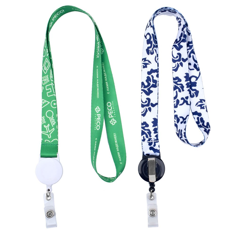 Dye Sublimation Logo Stretchable Plastic Ski Pass Holder Retractable ID Badge Lanyard with Reel