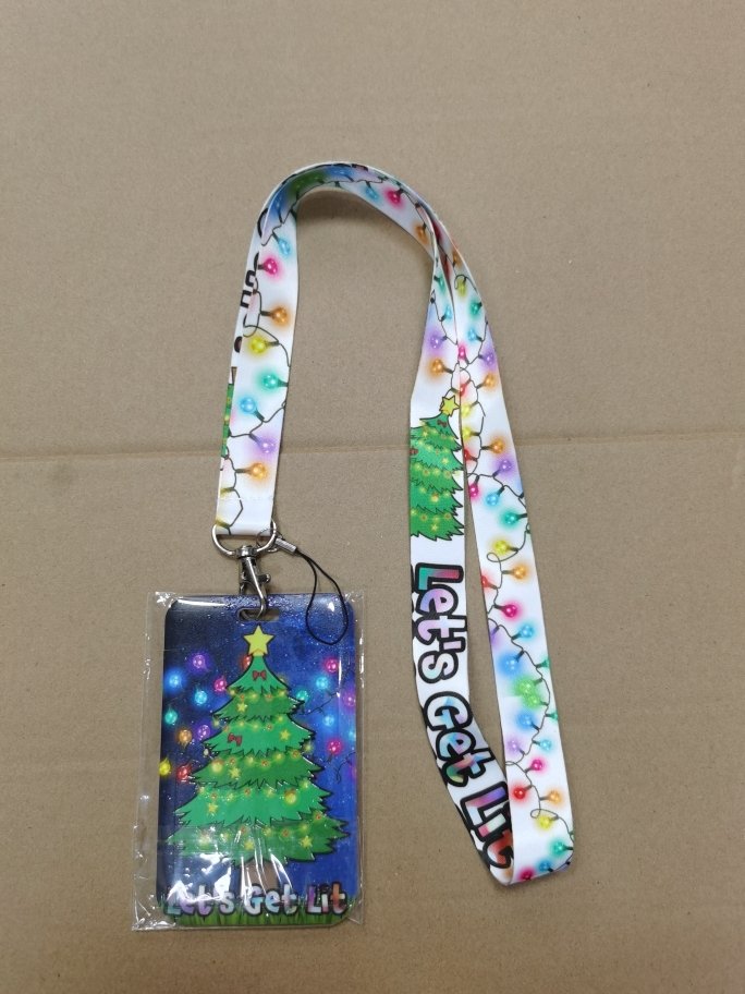 Custom Printing Christmas festival theme Ctue Bear rabbit Badge card Holder with Lanyard for Ship Cards, Name Tag & School ID