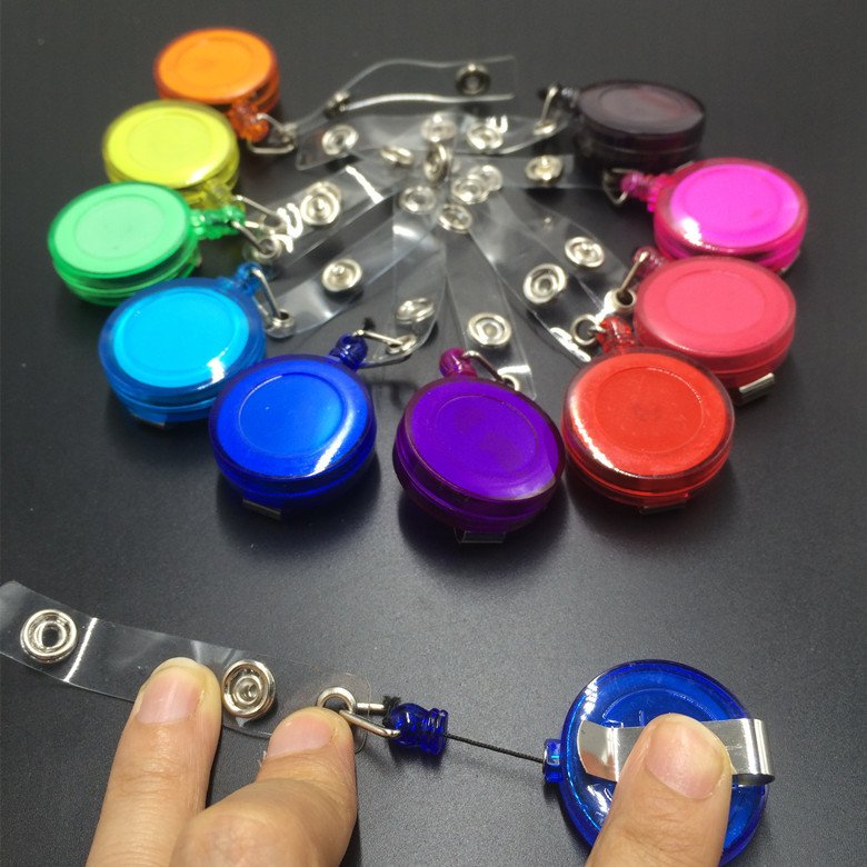 ABS Plastic ID Card Badge Holder with Retractable Lanyard Office School Supplies Name Reel Badge Holder