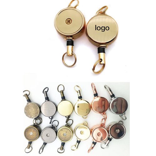 BR-19-Z Wholesale Metal Custom Order Logo Printed Cheap Nurse Retractable Pull Reel Badge Reel Keychain Id Card Holder