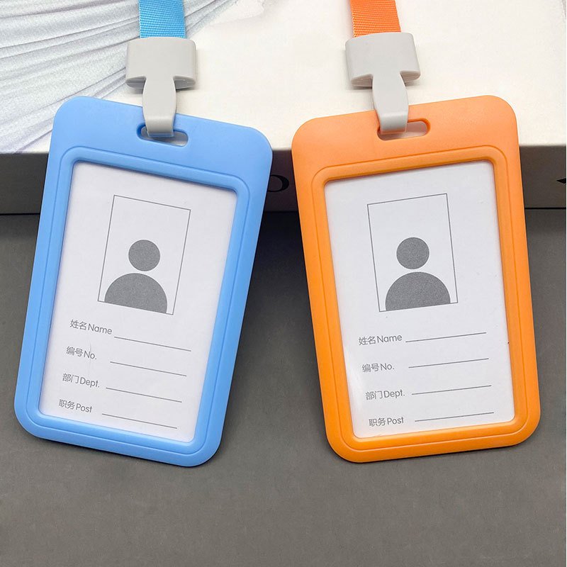 Factory Price Custom Logo Hard ABS Plastic Vertical Sliding ID Card Holder Multi-colors Name Badge Holder